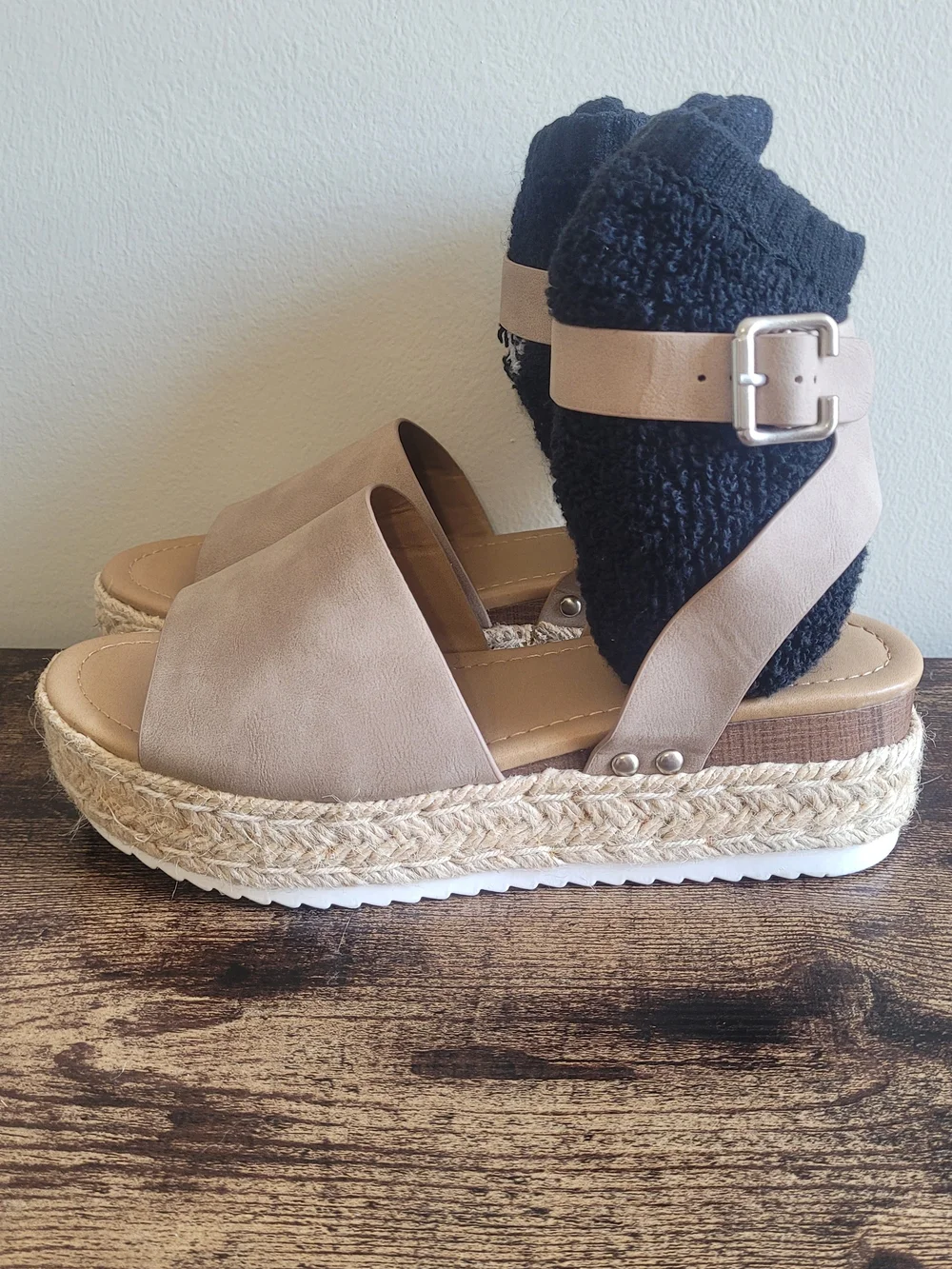 Soda Beige Platform Espadrille Sandals